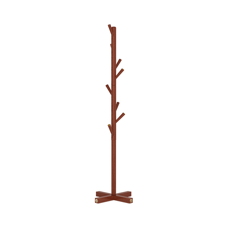 Wholesale wooden tree shaped rustic solid wood coat rack stand for clothes hat bags