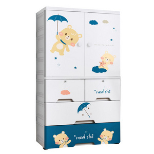 Plastic Wardrobes for Children Portable Organizer Storage Cabinet Closet Kids' Cabinets Modern Cute Animal Design Big Cupboard