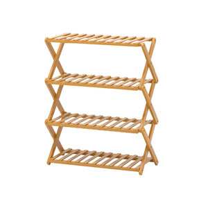 Entryway Multi-layer Foldable Shoe Rack Portable Shoe Rack Storage Organizer Multi-function Bamboo Shelf Stackable