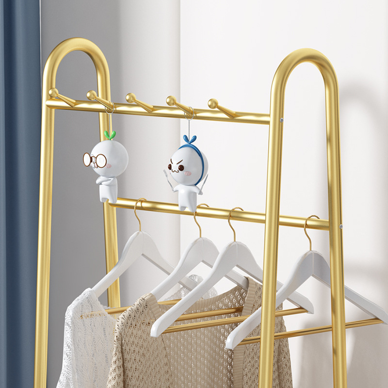 Gold Metal Clothes Hanger Stand 3 Sizes Bedroom Clothes Shelf Multi-function Handbag Storage Organizer