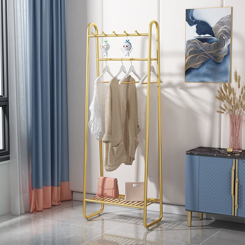 Gold Metal Clothes Hanger Stand 3 Sizes Bedroom Clothes Shelf Multi-function Handbag Storage Organizer