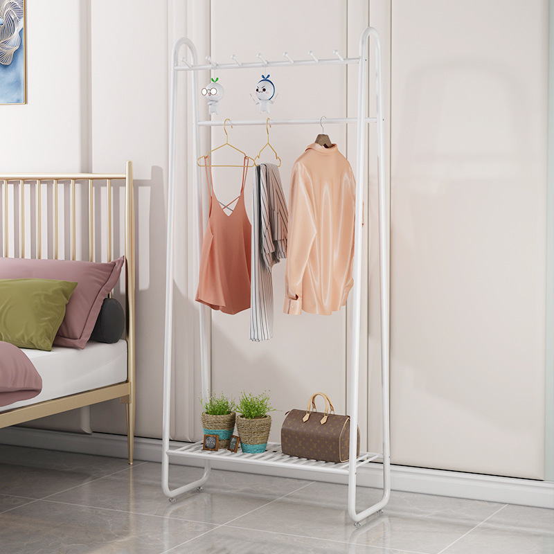 Factory Simple Style Multi-function Garment Closet Organizer Shelf Metal Coat Rack White Clothes Rack