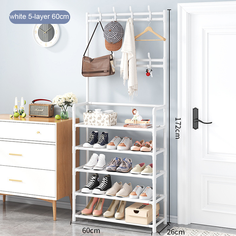 White Color Hot Sale Coat & Shoe Rack Multi-functional Storage Organizer Clothes Stand & Bag Hanging Rack