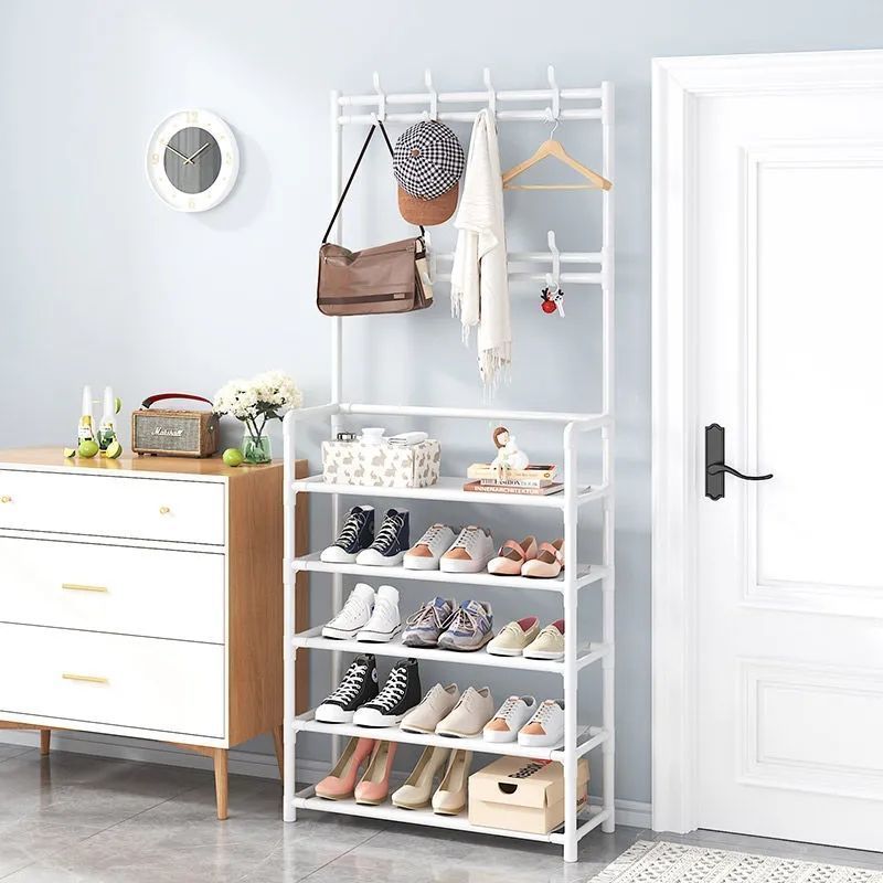 White Color Hot Sale Coat & Shoe Rack Multi-functional Storage Organizer Clothes Stand & Bag Hanging Rack