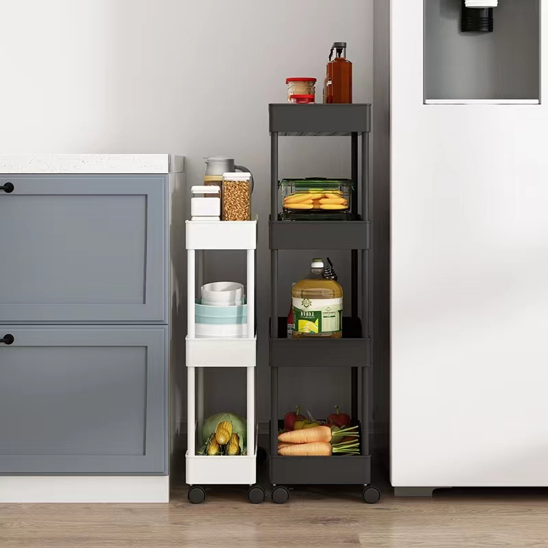 Movable 5 Layer Storage Rack Kitchen Corner Storage Rack Slim Space Saving Multi-function Stand Shelf with Wheels