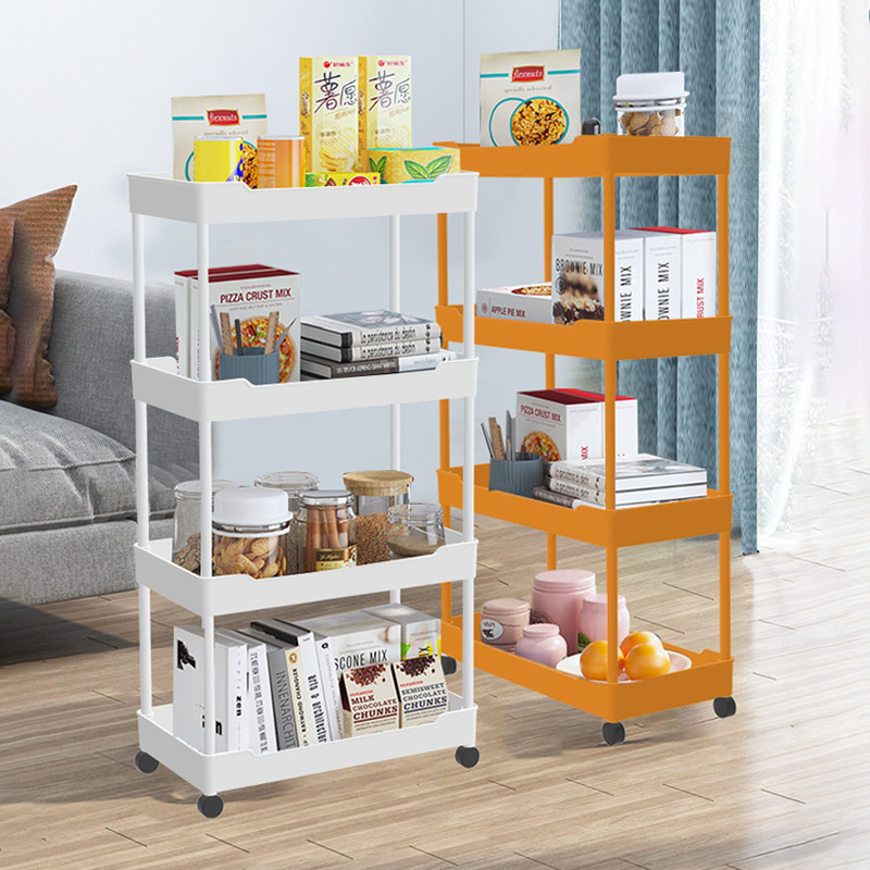 Movable 5 Layer Storage Rack Kitchen Corner Storage Rack Slim Space Saving Multi-function Stand Shelf with Wheels