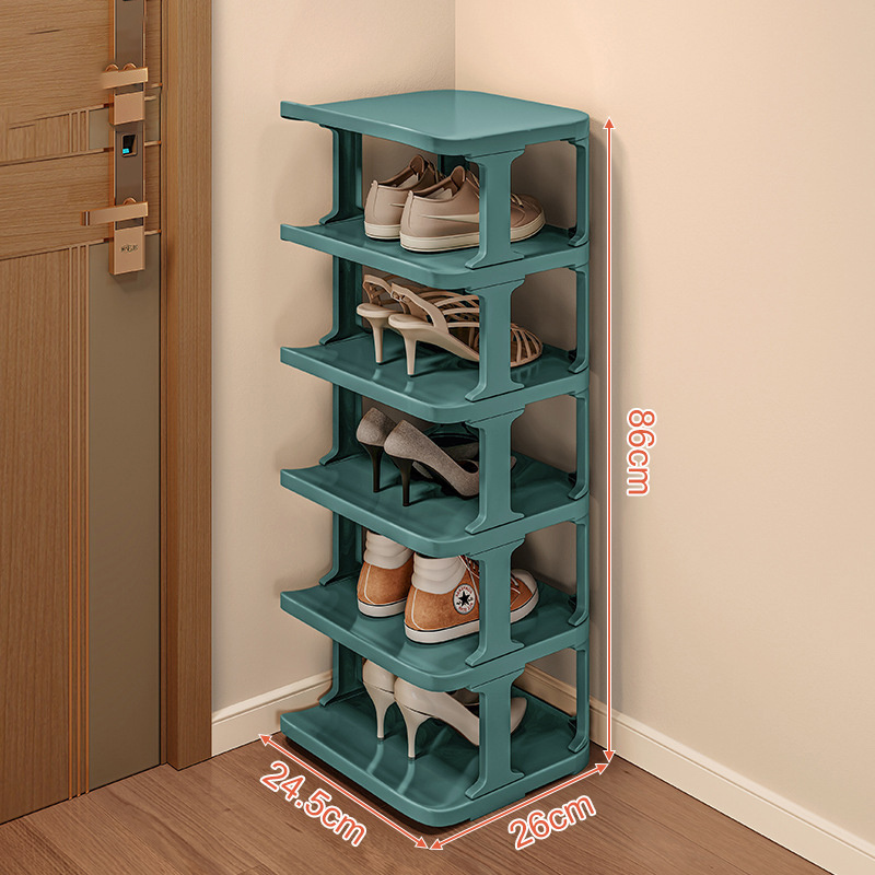 Simple Entrance Plastic Shoe Rack Easy Installation Small Gap Narrow Style Corridor Shoe Storage Wall Corner Shoe Cabinet Stand