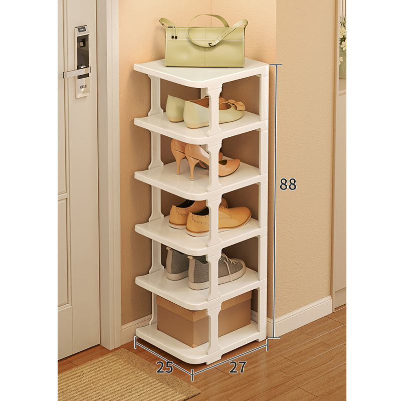 Simple Entrance Plastic Shoe Rack Easy Installation Small Gap Narrow Style Corridor Shoe Storage Wall Corner Shoe Cabinet Stand