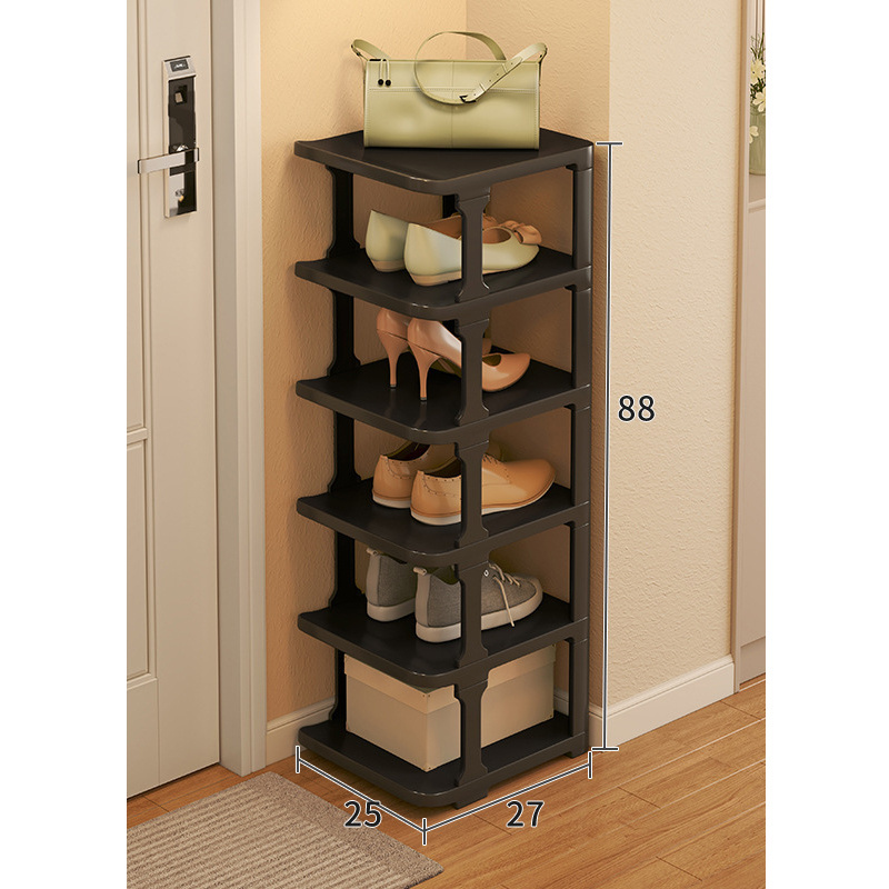 Simple Entrance Plastic Shoe Rack Easy Installation Small Gap Narrow Style Corridor Shoe Storage Wall Corner Shoe Cabinet Stand