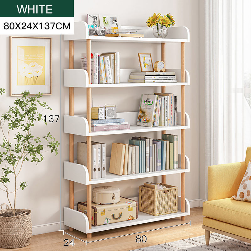 Wholesale Furniture Combination White Bookshelf Multi-Functional 5-tier Bookcases Wooden Portable Bookshelf Storage Shelving