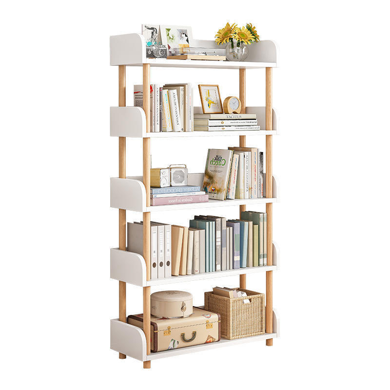 Wholesale Furniture Combination White Bookshelf Multi-Functional 5-tier Bookcases Wooden Portable Bookshelf Storage Shelving