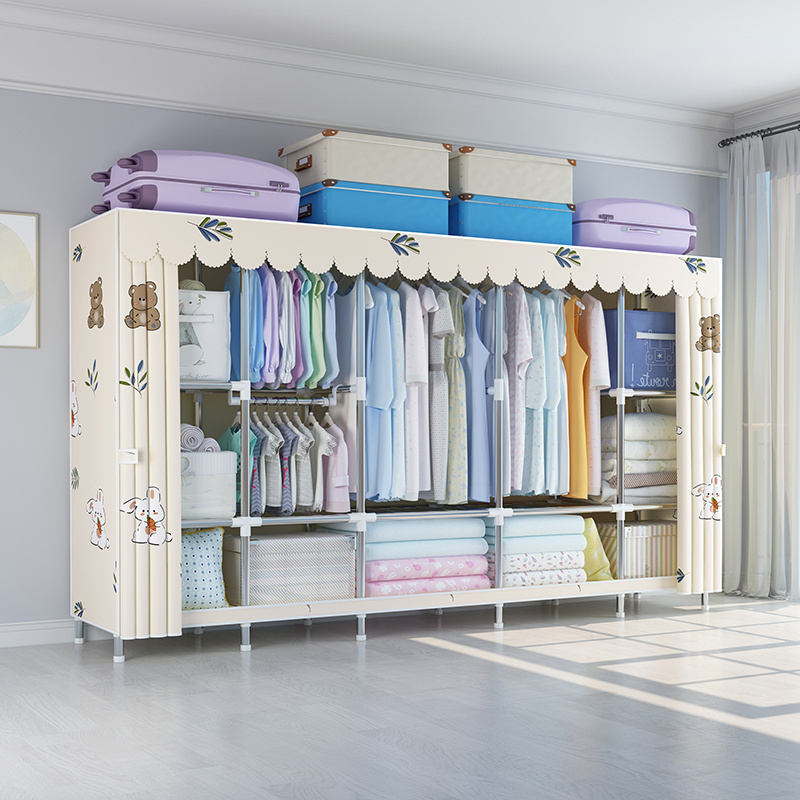 245cm Big Fabric Wardrobe Ready to Assemble Furniture Clothes Storage Organizer Closet Cloth Fabric Armoire Cabinet