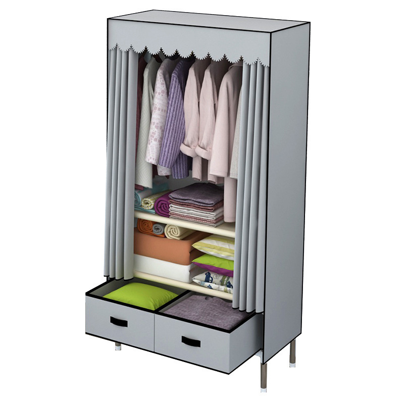 Simple Wardrobe Modern Minimalist Home Bedroom Cloth Wardrobe Solid Children's Assembled Storage Hanging Closet