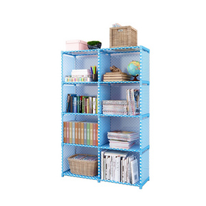 Non-woven Portable Storage Rack multi-functional Modular bookcase 2-column metal frame storage organizer low price storage shelf