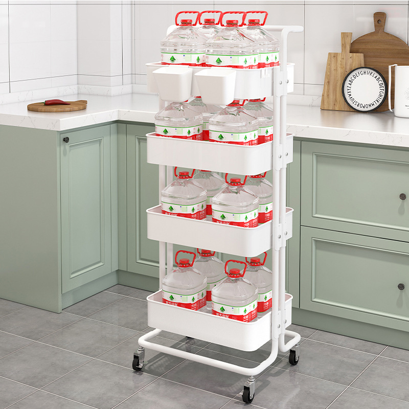 Movable Storage Cart Rack for Kitchen Snack and Beauty Salon Cosmetics Storage Basket with Wheels