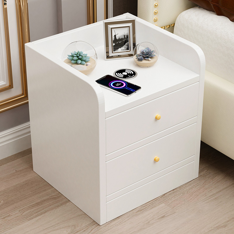 Nordic luxury modern solid wood night stand table bedroom white smart wireless charging bedside night stand drawer