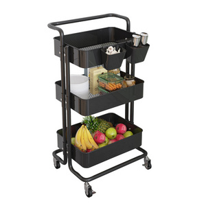 Movable Storage Cart Rack for Kitchen Snack and Beauty Salon Cosmetics Storage Basket with Wheels