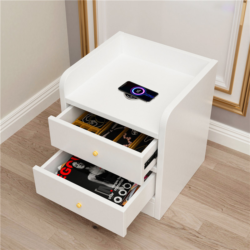 Nordic luxury modern solid wood night stand table bedroom white smart wireless charging bedside night stand drawer