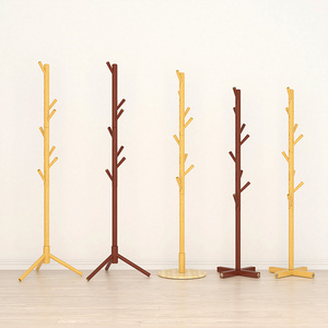 High grade classic multifunction floor wooden tree coat racks free standing clothes coat rack