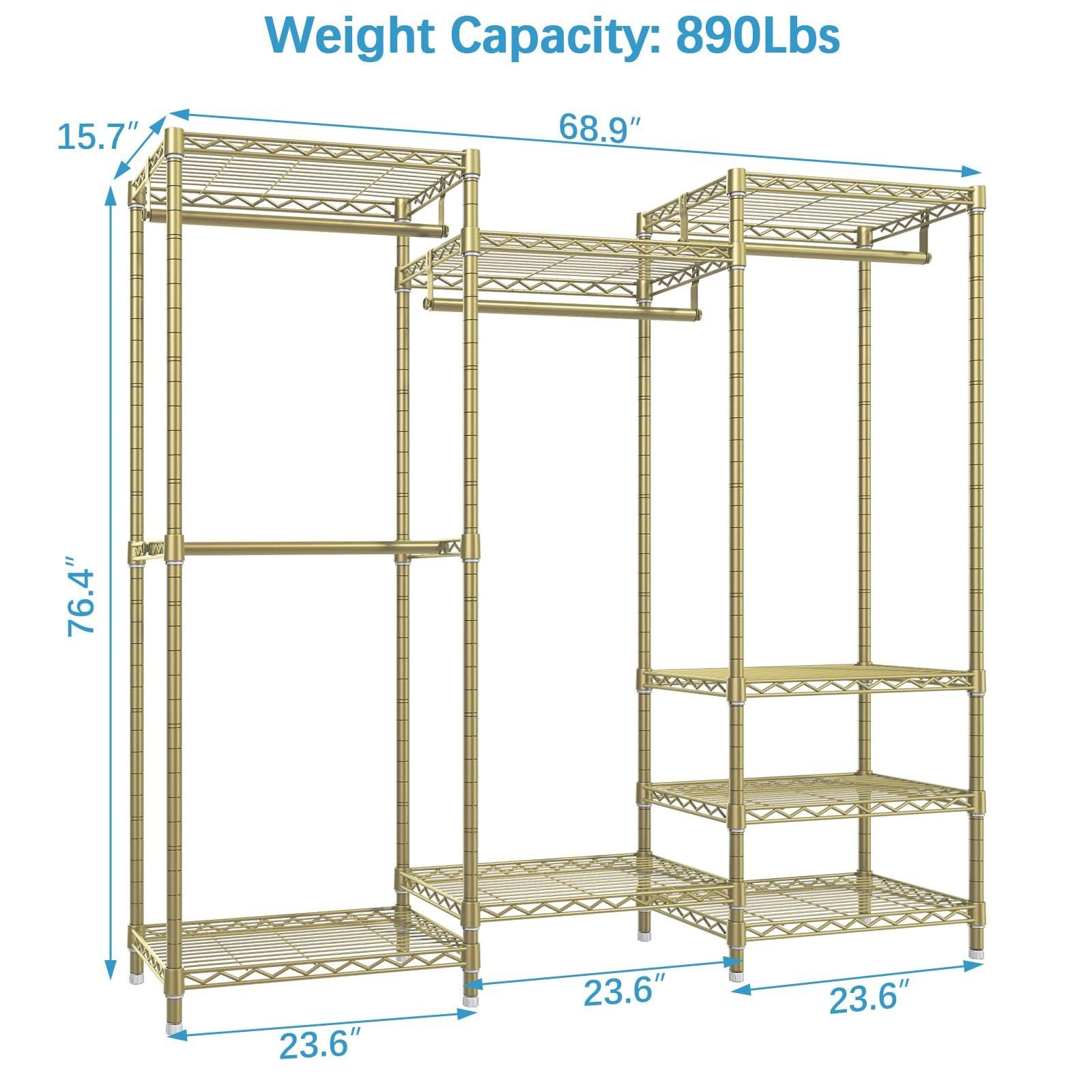 Portable Closet Wardrobe Heavy Duty Clothes Rack Freestanding Clothing Rack with 4 Hang Rods