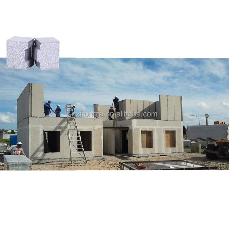 HF concrete precast houses prefab home precast concrete  sandwich plate machine to make PET foam core  wall block board panels