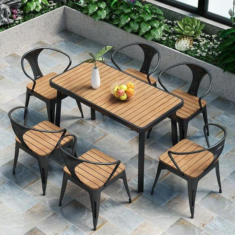 Market popular outdoor table and chair set Outdoor Garden wood plastic Furniture Set Nordic outdoor courtyard table and chair