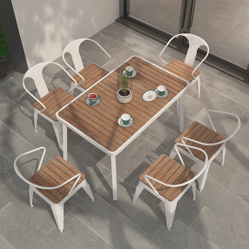 Market popular outdoor table and chair set Outdoor Garden wood plastic Furniture Set Nordic outdoor courtyard table and chair