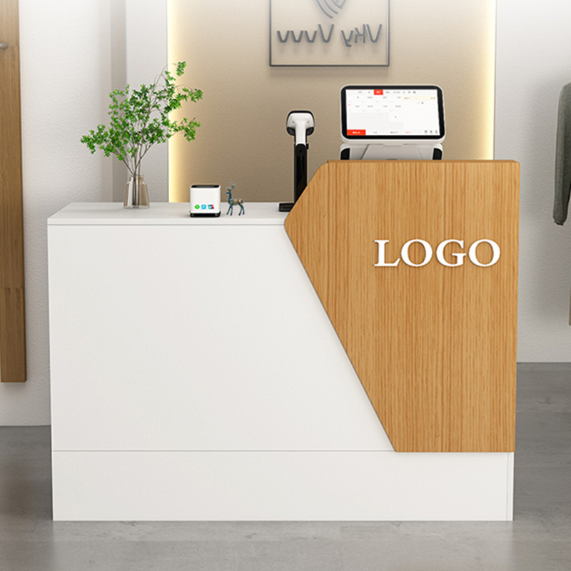 FREE LOGO CUSTOMIZED SERVICE Custom Modern Wood Led Salon Gym Shop Cash Counter Hotel Salon Spa White Reception Desk For Sale