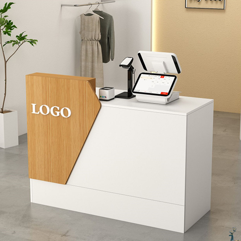 FREE LOGO CUSTOMIZED SERVICE Custom Modern Wood Led Salon Gym Shop Cash Counter Hotel Salon Spa White Reception Desk For Sale