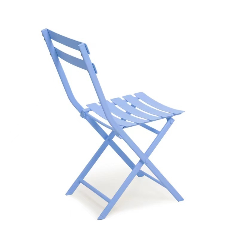 Simple Modern Colorful Wrought Iron Metal Folding Dining Chair Living Room Balcony Lounge Chair Folding Balcony Table Set