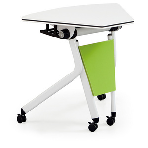 Customized Office Furniture Training Room Mobile Foldable Conference Double Training Table with Caster packing furniture board