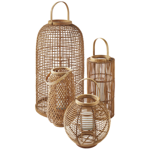 Country style  handmade bamboo rattan light home decor glass candle holders  lanterns    candle jars lantern