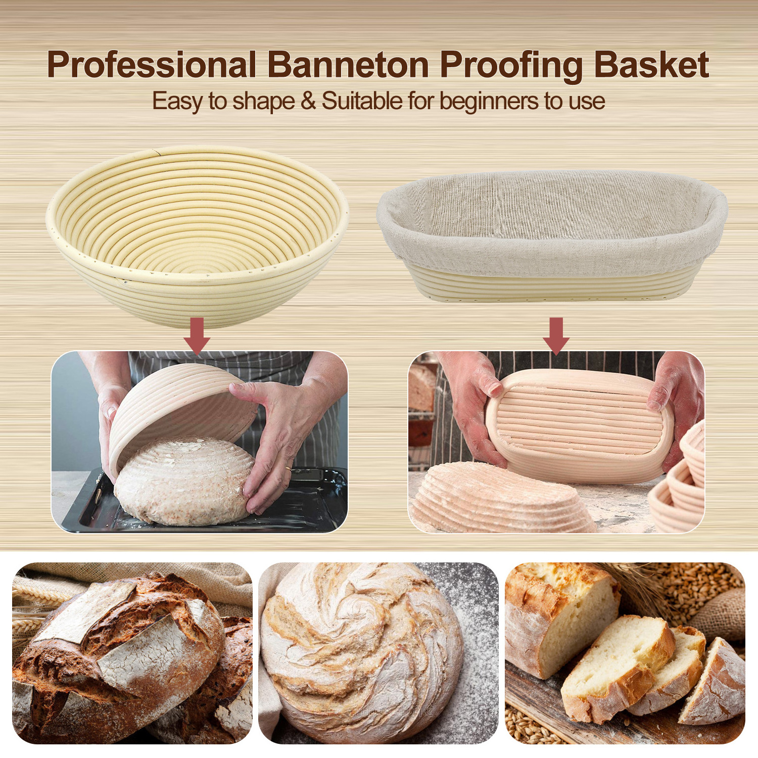 Amazon French Panera Bread Sourdough Garlic Bread Baking 9 Inch Banneton Proofing BreadBasket for Bakers Proving Baskets