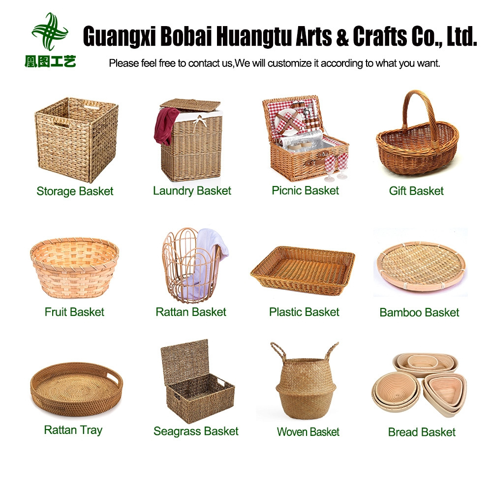 Huangtu Natural Round Rattan Open Weave Serving Decorative Wooden Serving Trays