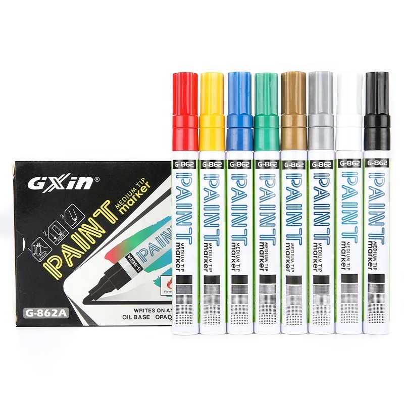 Gxin G-862A Custom LOGO stable quality variety of metal colors available valve structure tire paint marker pen