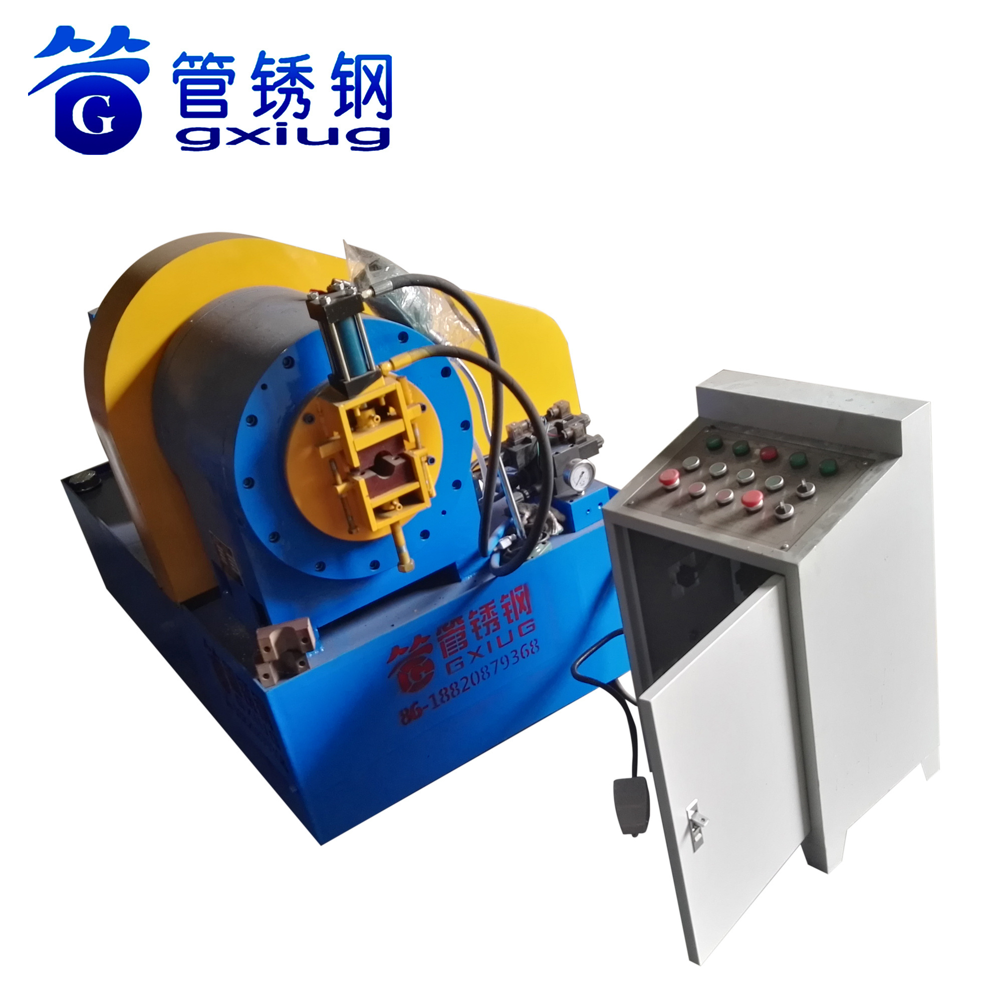 GXG Technology Stainless Steel Iron Copper Aluminum Etc Metal Steel Tube Rotary Swaging Pipe Embossing Machine