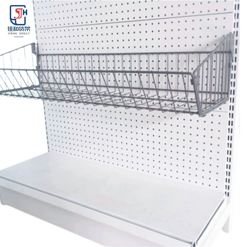 Single Side Wire Mesh Hanging Basket Supermarket Display Gondola Shelf/Basket Storage Wire Shelving White Supermarket Shelves