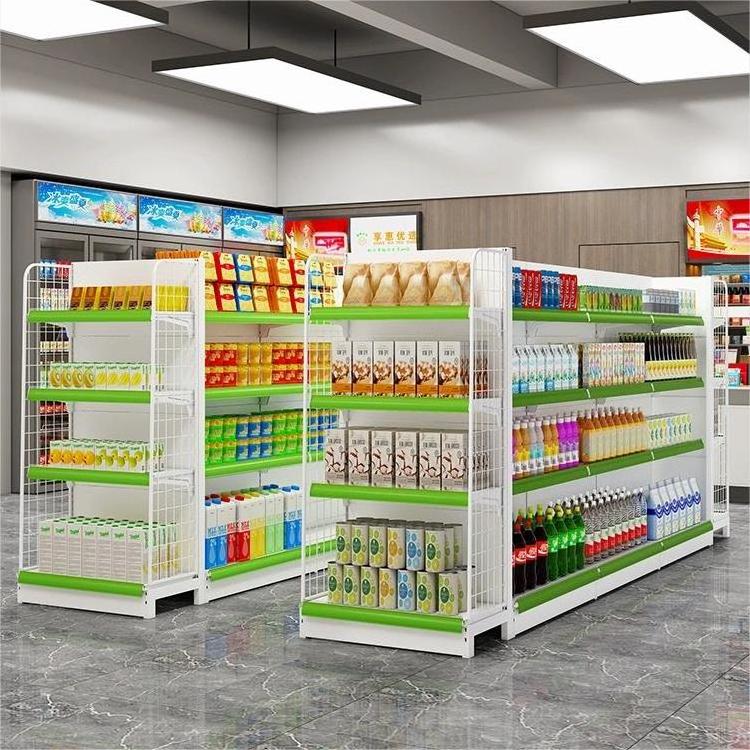 Factory Price gondola supermarket display shelves customized size and colour mini market shelves display racks