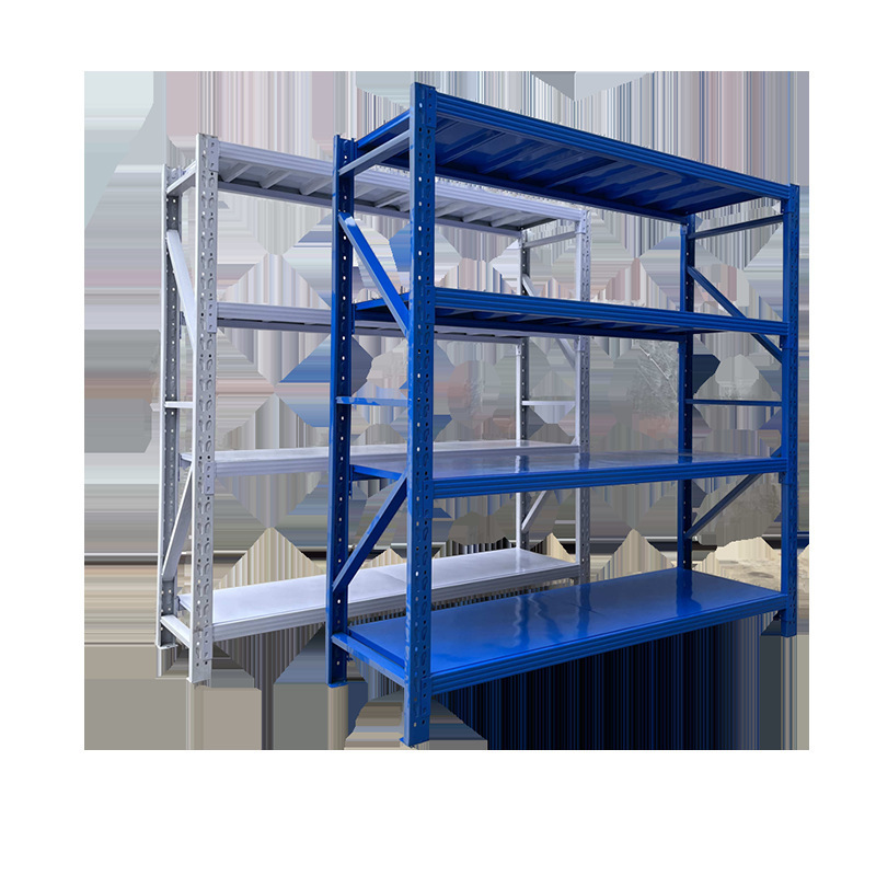 Factory Industrial Storage Blue and White Racks and Shelves Heavy Duty Stackable Metal Rack Warehouse Garage Racking Gondola