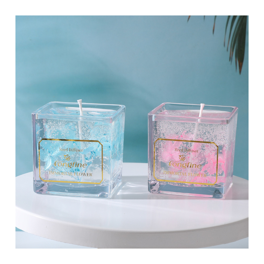 Novelty smokeless glass jar gel scented candles Custom velas en gel clear candles gel candles wholesale