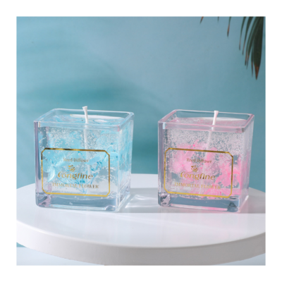 Novelty smokeless glass jar gel scented candles Custom velas en gel clear candles gel candles wholesale