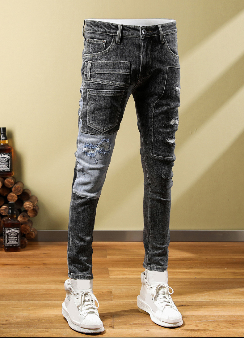 Cheap factory stock jeans gray color breathable comfortable denim jeans