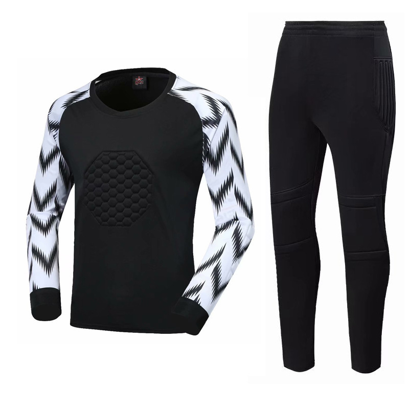 New Printed Trousers Boys And Girls Football Match Training Suit Long Sleeved Protective Goalkeeper Jeray suit