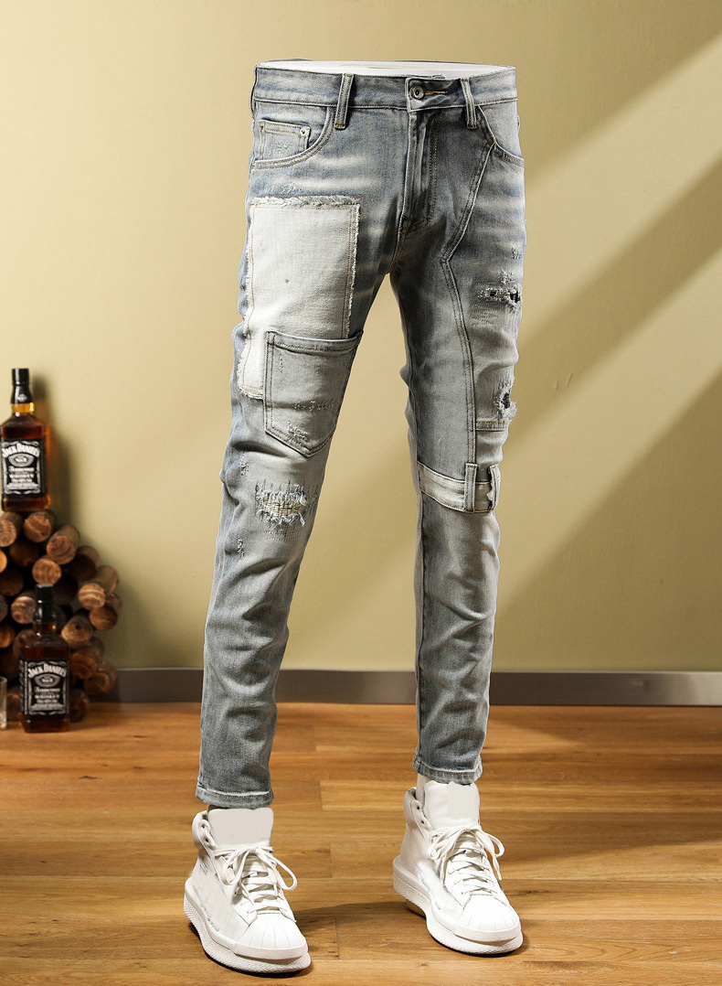 Cheap factory stock jeans gray color breathable comfortable denim jeans