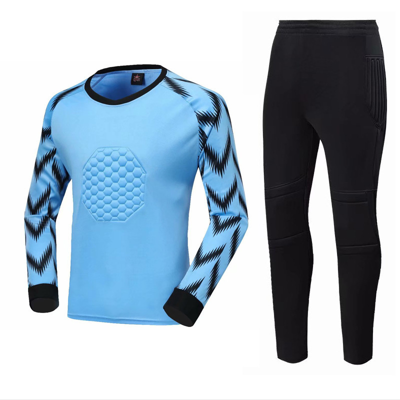 New Printed Trousers Boys And Girls Football Match Training Suit Long Sleeved Protective Goalkeeper Jeray suit