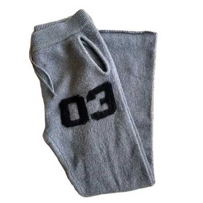 Factory Custom Knitted Fuzzy Flare Pants For Men Mohair Clothing Manufacturer Blend Knit Soft Touch Mohair Flared Sweatpants