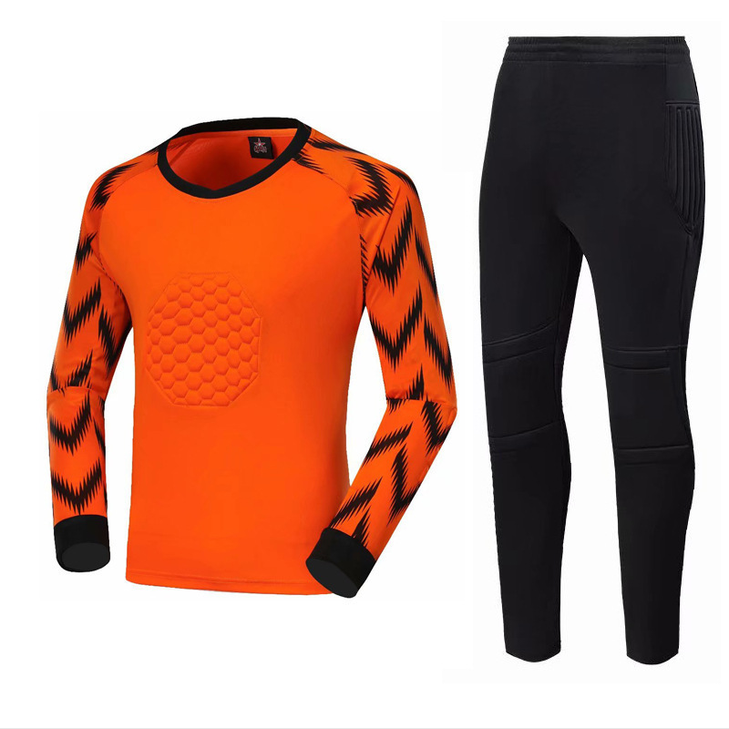 New Printed Trousers Boys And Girls Football Match Training Suit Long Sleeved Protective Goalkeeper Jeray suit