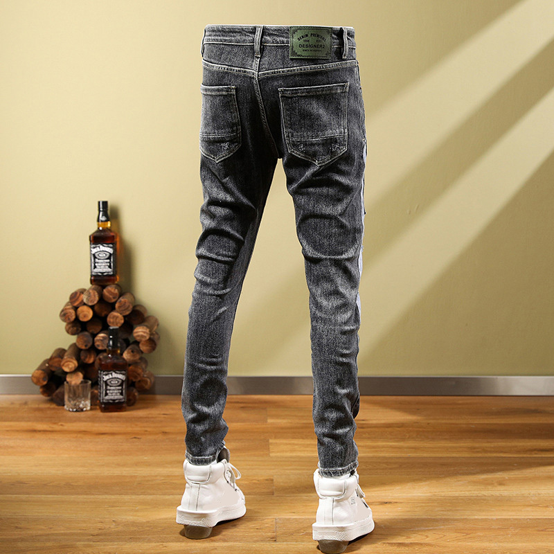 Cheap factory stock jeans gray color breathable comfortable denim jeans