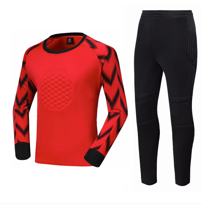 New Printed Trousers Boys And Girls Football Match Training Suit Long Sleeved Protective Goalkeeper Jeray suit