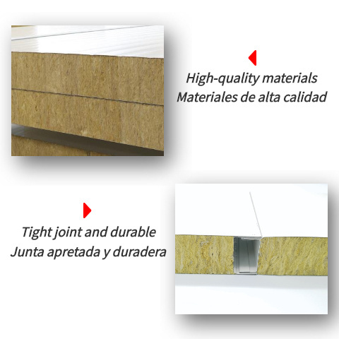 Lightweight Prefab Fire-proof sound proof Rock wool Sandwich Wall Panel for external wall